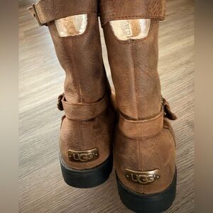 UGG Women's Tan Leather Combat Boots